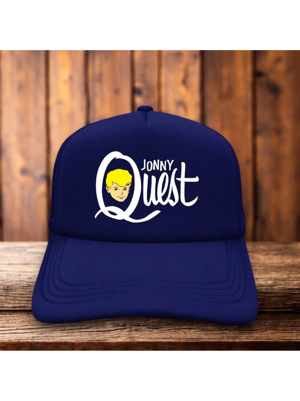 Jonny Quest Vintage Comic Mens Trucker Hat Navy Snapback 50s Cartoon Superhero